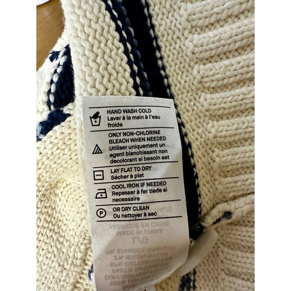 Vince Men’s Shawl Collar Textured Stripe Cardigan Sweater Ivory Navy L NWT $445 - Picture 10 of 10